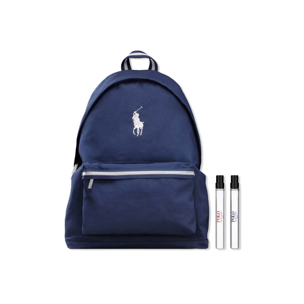 Polo by Ralph Lauren Navy Canvas Backpack with White Logo